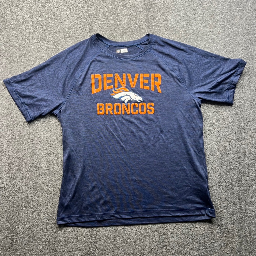 NFL Team Apparel Denver Broncos Shirt Mens XL Blue Short Sleeve Raglan Tee